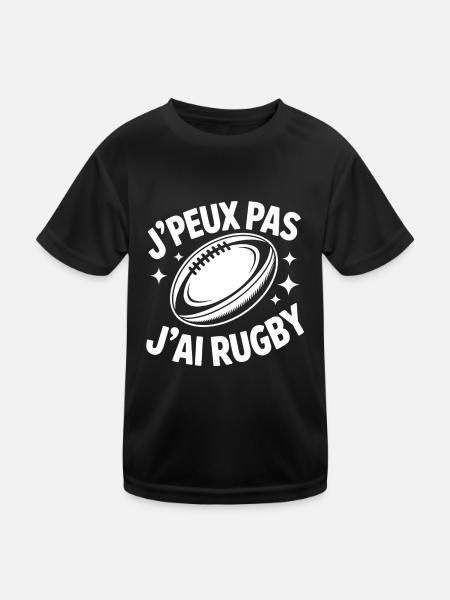 I Can't, I Have Rugby – Humorvolles T-Shirt - Kinder Funktions-T-Shirt - Schwarz - Vorne