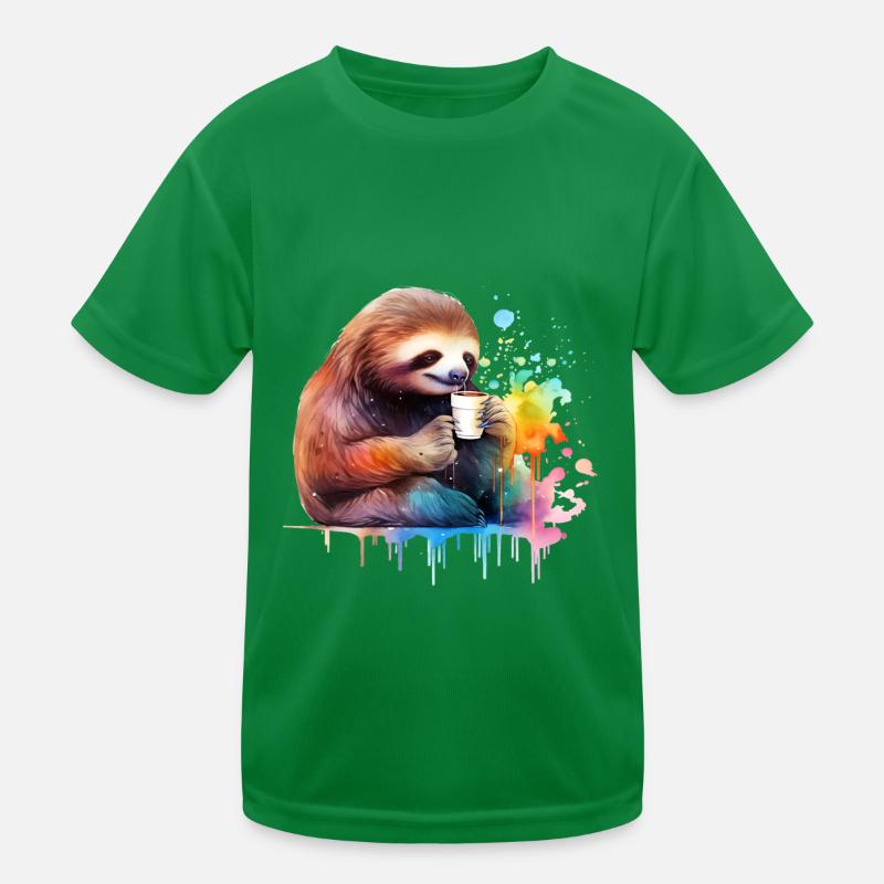 Faultier mit Kaffee Kinder Funktions-T-Shirt