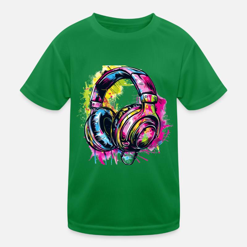 Graffiti Kopfhörer Headphones Kinder Funktions-T-Shirt