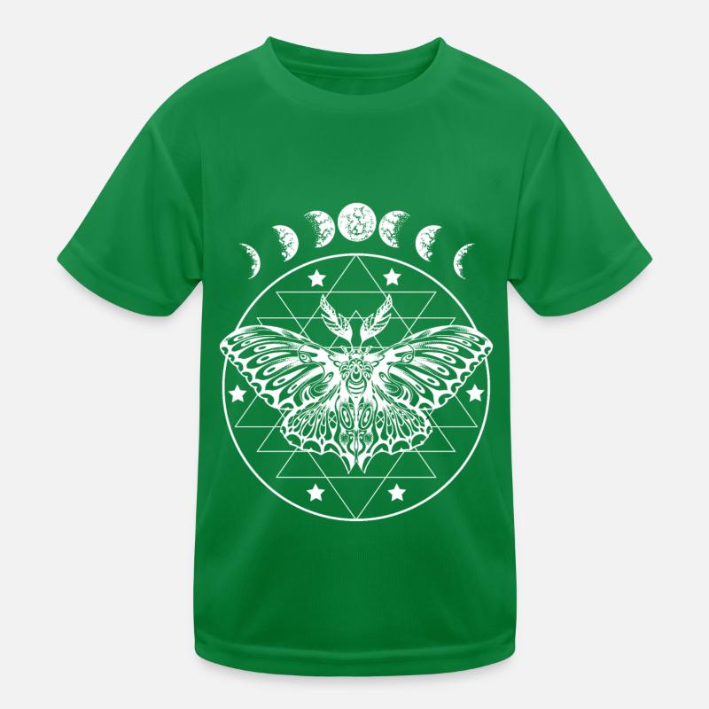 Moth with Moon Phases Fantasy Gothic Style Kids Functional T-Shirt