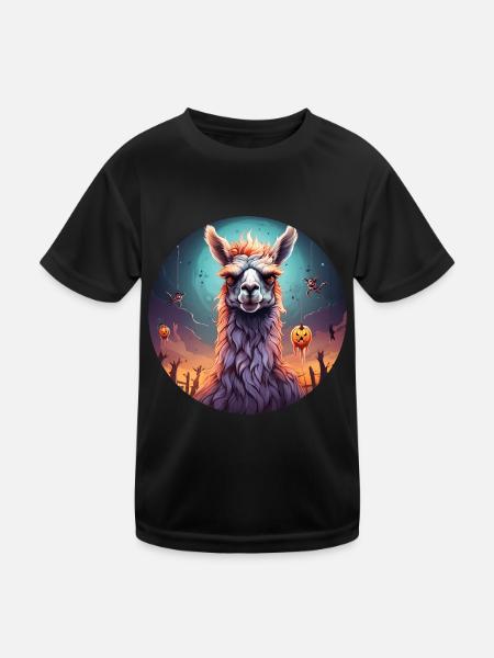 Gruseliges Halloween-party-kostüm, Zombie-lama - Kids Functional T-Shirt - black - Front