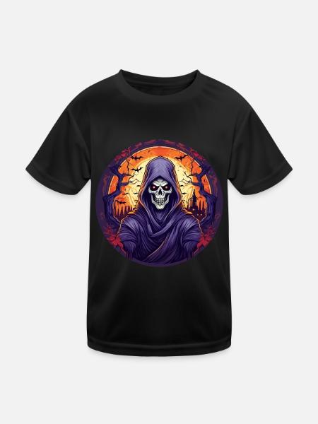 Gruseliges Halloween-partykostüm Sensenmann - T-shirt sport Enfant - noir - Devant