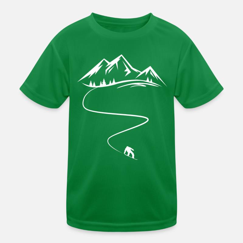 Snowboarder Snowboarden Snowboard Berge Kurven Kinder Funktions-T-Shirt