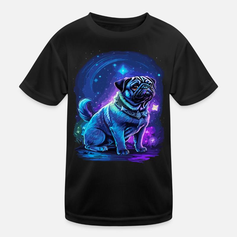 Mops Hund in Neonfarben Kinder Funktions-T-Shirt