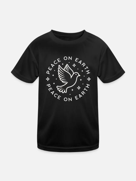 Friede auf Erden, Taube des Friedens - Kinder Funktions-T-Shirt - Schwarz