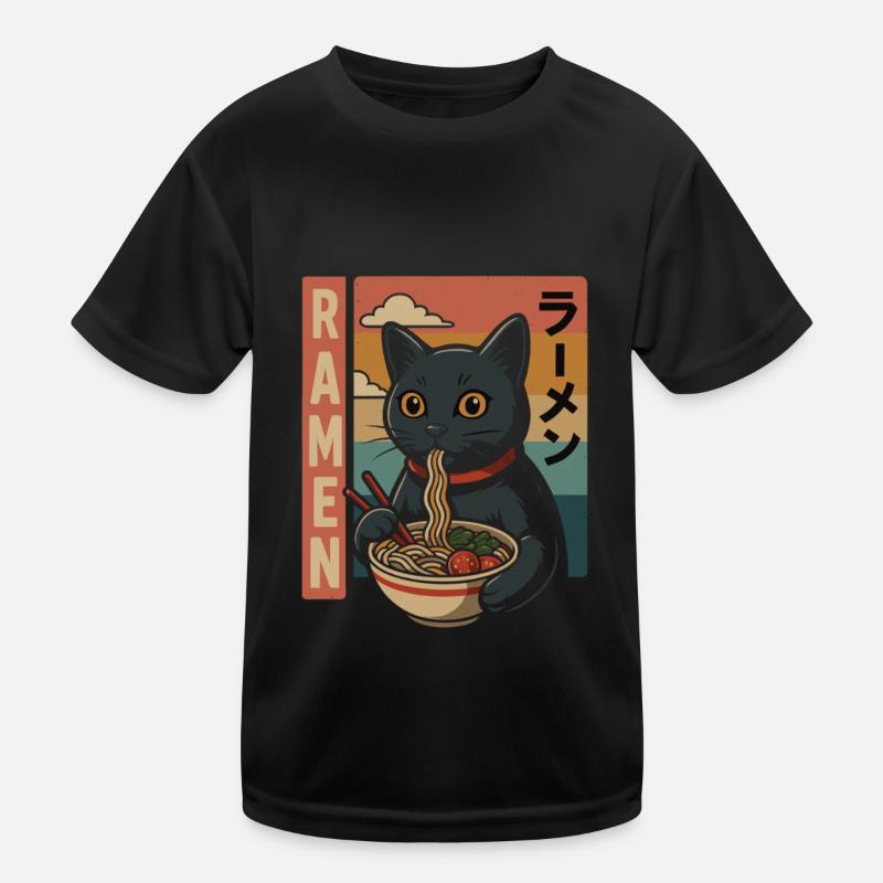 Ramen Katze Retro Japan Stil Kinder Funktions-T-Shirt