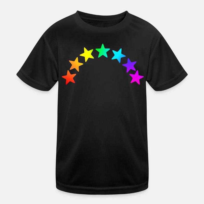 Colorful Stars - Rainbow Gradient Kids Functional T-Shirt
