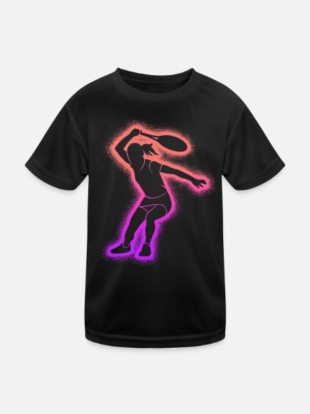 Joueur de tennis Femmes Filles Tennis Enfants - T-shirt sport Enfant - noir - Devant