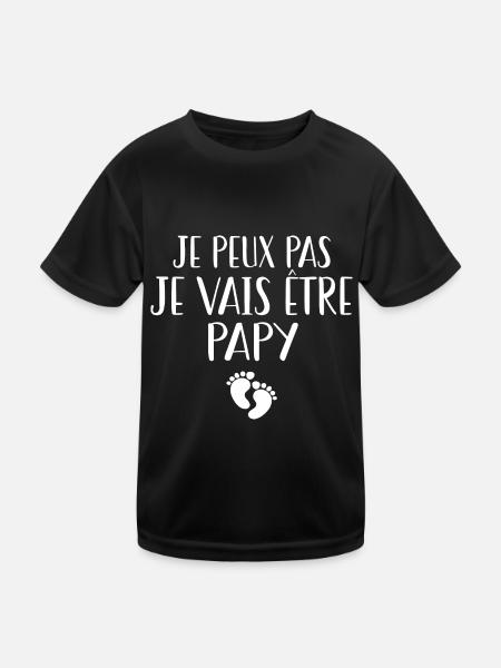 Je peux pas je vais être papy futur grand père - T-shirt sport Enfant - noir - Devant