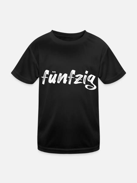 fünfzig Schriftzug - Kinder Funktions-T-Shirt - Schwarz - Vorne