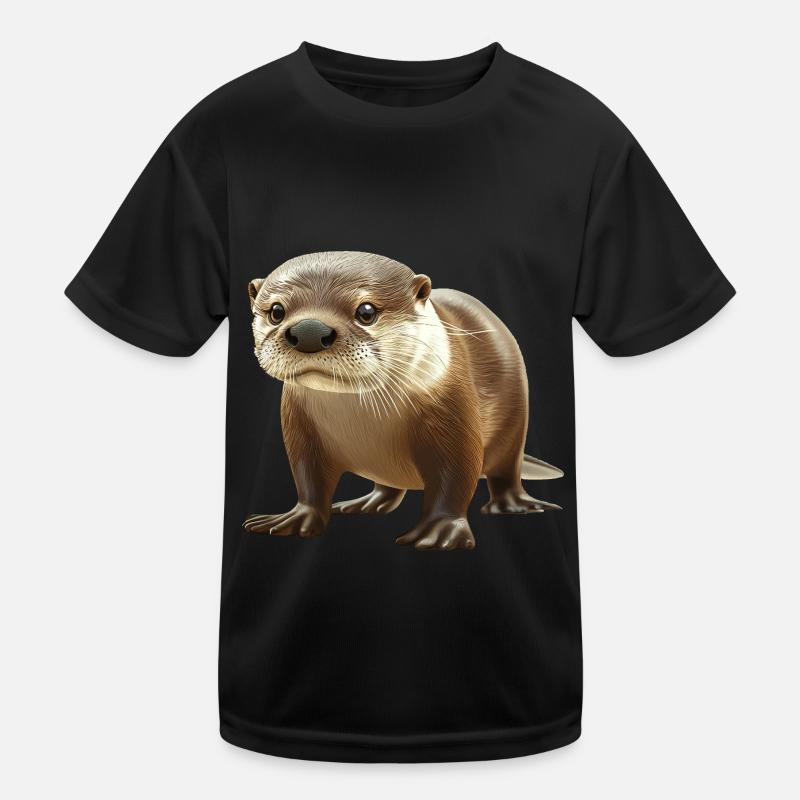 Otter - Kinder Funktions-T-Shirt - Schwarz