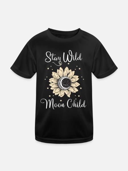 Stay Wild Moon Child Moon Stars - Kids Functional T-Shirt - black - Front