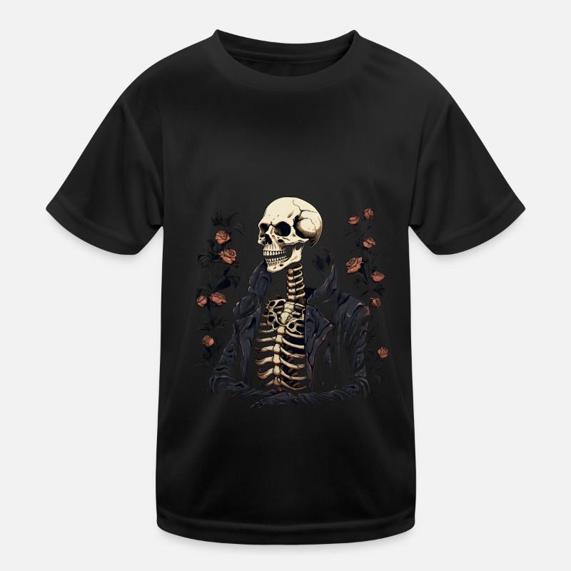 Halloween Skelett Mit Rosen Kinder Funktions-T-Shirt