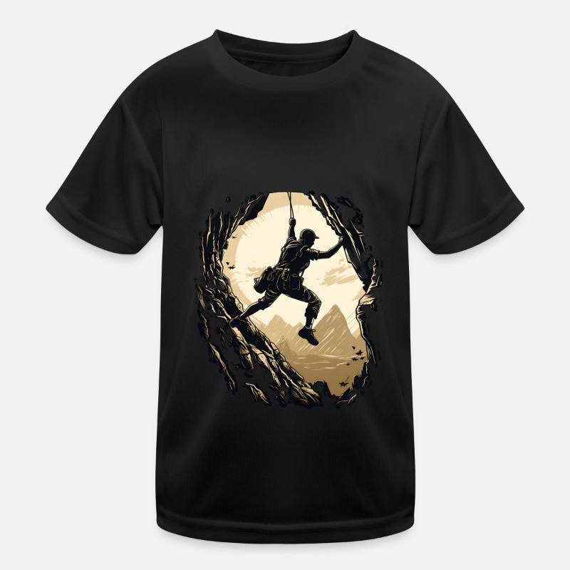 Klettern, Climbing In Den Bergen Kinder Funktions-T-Shirt