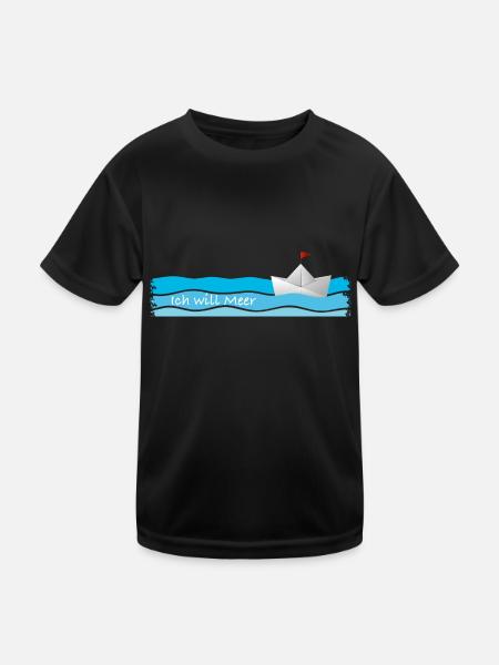Ich will Meer - Kinder Funktions-T-Shirt - Schwarz - Vorne