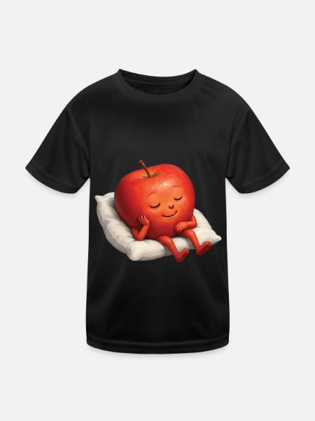 Apfel - Kinder Funktions-T-Shirt - Schwarz - Vorne