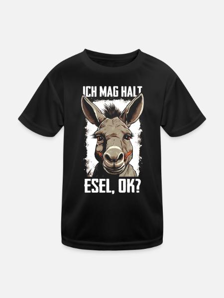 Esel Eselchen Maultier Muli - Kinder Funktions-T-Shirt - Schwarz - Vorne