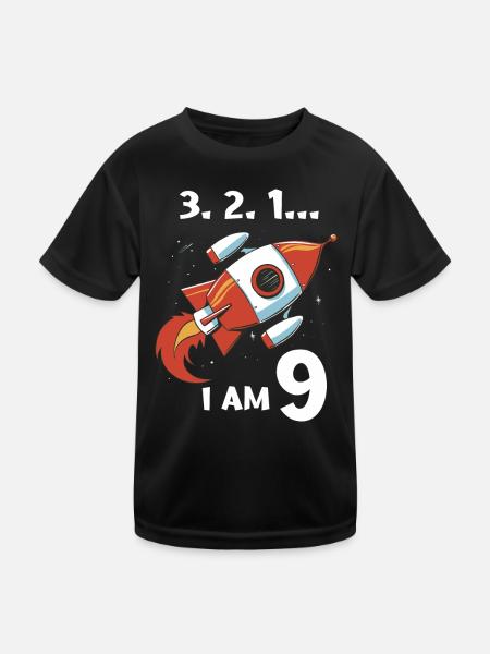 Cadeau 9 ans anniversaire garçon ou fille - T-shirt sport Enfant - noir - Devant