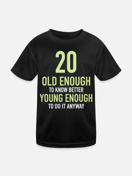 Gift 20 Years Birthday Child - Kids Functional T-Shirt - black - Front