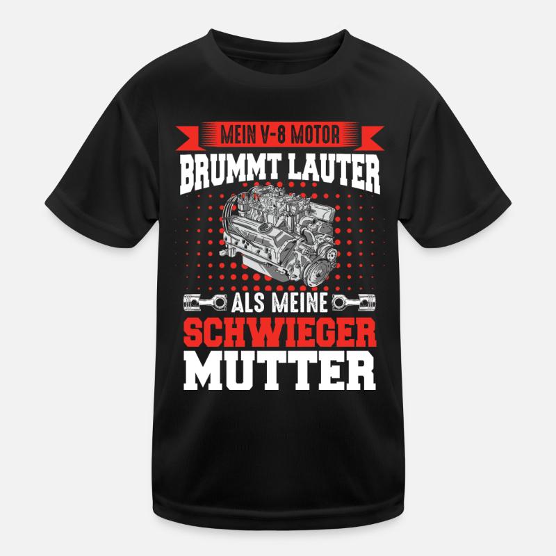 V8 Motor 8 Zylinder Hubraum Auto Tuning Tuner Kinder Funktions-T-Shirt