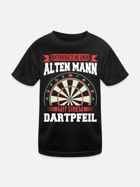 Dart Darts Dartspieler Dartsport - Kinder Funktions-T-Shirt - Schwarz - Vorne