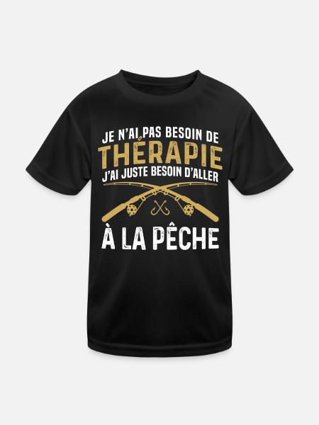 j'ai juste besoin d'aller à la pêche - T-shirt sport Enfant - noir - Devant