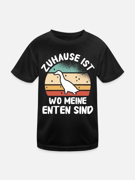 Stockente Entenvögel Ente Dunkelente Vogel - Kinder Funktions-T-Shirt - Schwarz - Vorne