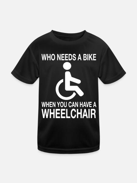 Fauteuil roulant Utilisateur de fauteuil roulant Humour handicap - T-shirt sport Enfant - noir - Devant