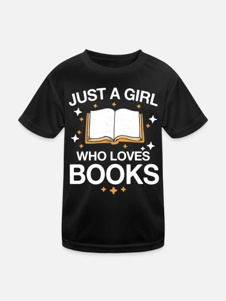 Bücher Buch lesen Bücherei Bibliothek Bücherwurm - Kinder Funktions-T-Shirt - Schwarz - Vorne