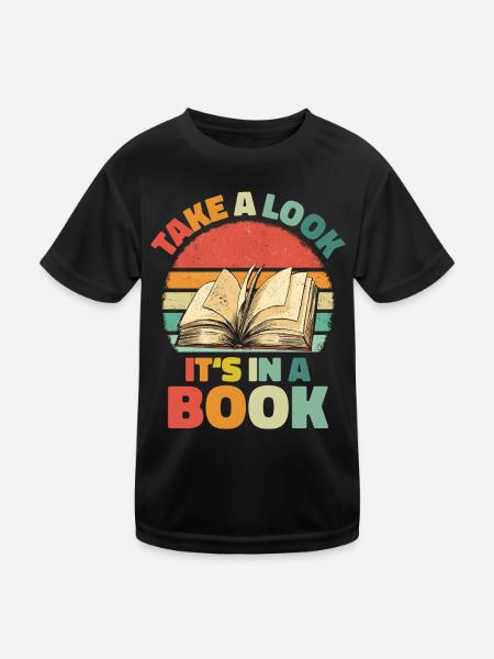 Bücher Buch lesen Bücherei Bibliothek Bücherwurm - Kinder Funktions-T-Shirt - Schwarz - Vorne