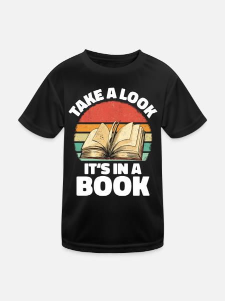 Bücher Buch lesen Bücherei Bibliothek Bücherwurm - Kinder Funktions-T-Shirt - Schwarz - Vorne