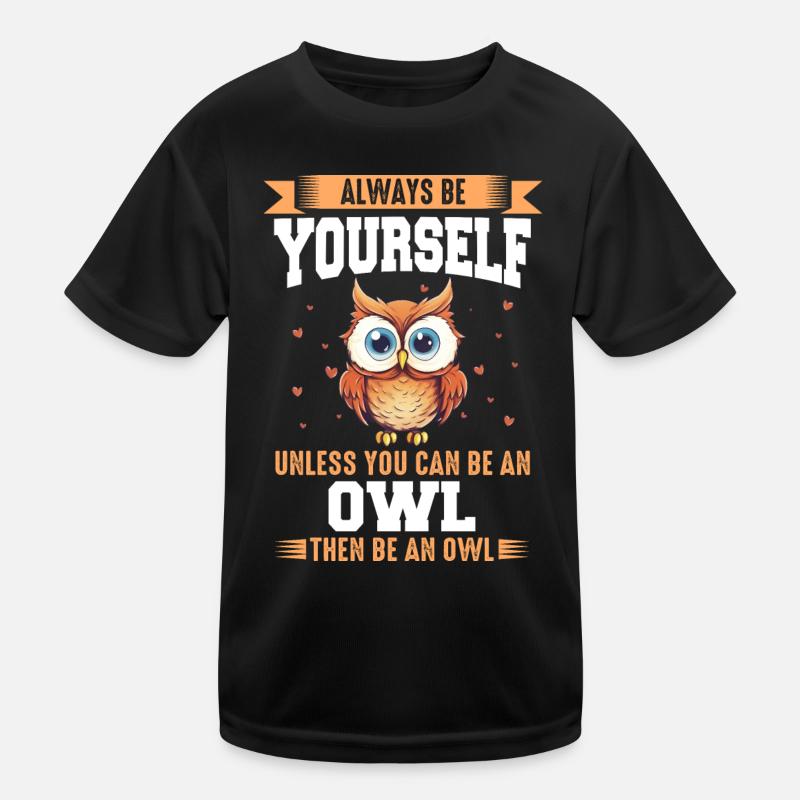 Eule Vogel Tier Eulen - Kinder Funktions-T-Shirt - Schwarz