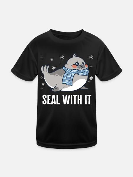 Sceau, Sceau, Animal, Lion De Mer - T-shirt sport Enfant - noir - Devant