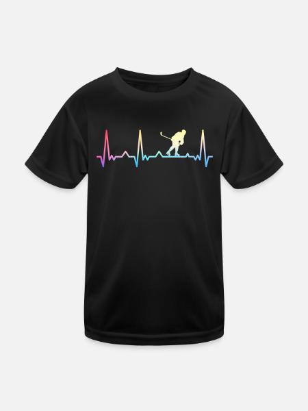 Eishockey Hockey Sport - Kinder Funktions-T-Shirt - Schwarz - Vorne