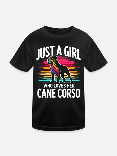 Cane Corso Hund - Kinder Funktions-T-Shirt - Schwarz - Vorne