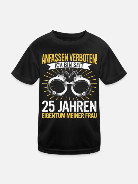 25 Hochzeitstag Jahrestag Ehemann Ehefrau - Kinder Funktions-T-Shirt - Schwarz - Vorne
