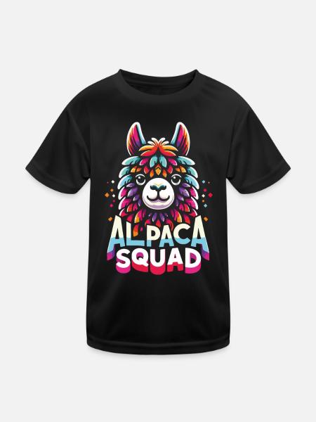 Alpaka Llama - Kinder Funktions-T-Shirt - Schwarz - Vorne