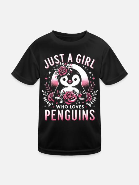 Pinguin Pinguine Tier - Kinder Funktions-T-Shirt - Schwarz - Vorne