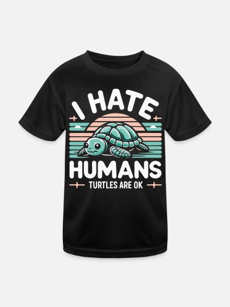 Tortue Tortue De Mer Tortue Animal - T-shirt sport Enfant - noir - Devant
