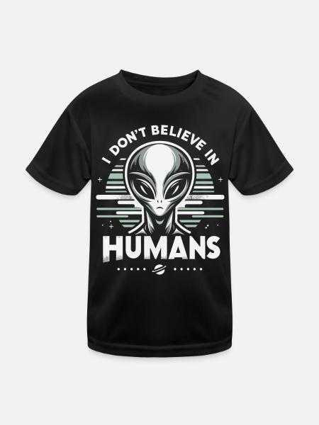 Alien UFO Aliens Außerirdischer - Kinder Funktions-T-Shirt - Schwarz - Vorne