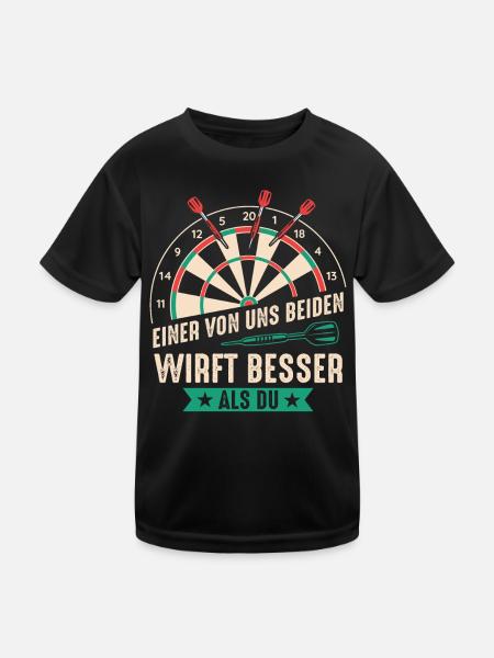 Dart Darts Dart Player Dart Sport - Kids Functional T-Shirt - black - Front
