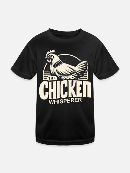 chicken, chickens, farm, animal, rooster, farmer, farmer - Kids Functional T-Shirt - black - Front
