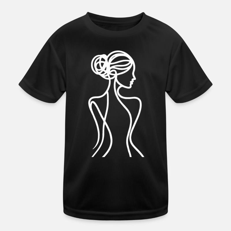 Frau Frauen Mädchen Lineart Silhouette Kinder Funktions-T-Shirt