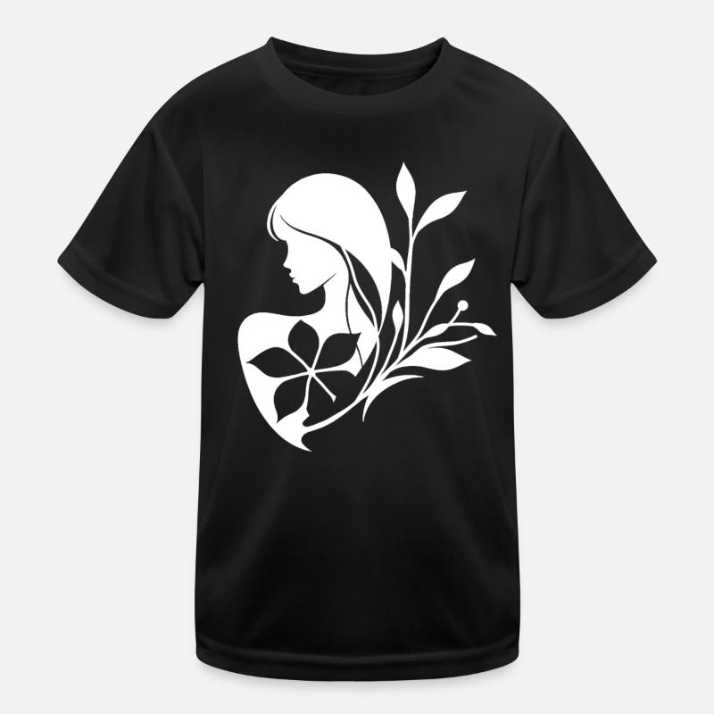 Frau Frauen Mädchen Lineart Silhouette Kinder Funktions-T-Shirt