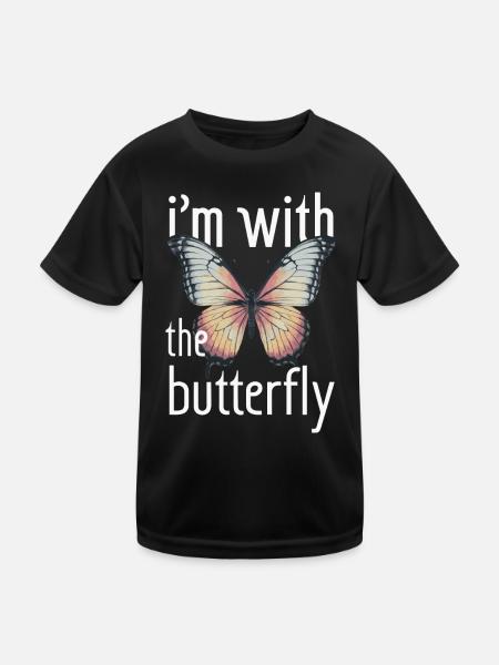 Schmetterling Monarchfalter Bunt Schmetterlinge - Kinder Funktions-T-Shirt - Schwarz - Vorne