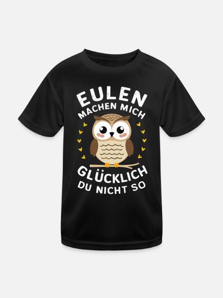 Nachteule Eule Eulen Vogel - Kinder Funktions-T-Shirt - Schwarz - Vorne