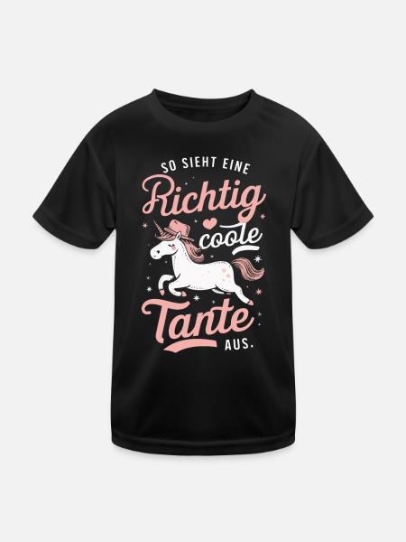 Tante Tanten Familie Patentante - Kinder Funktions-T-Shirt - Schwarz - Vorne