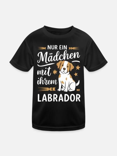 Labrador Hund Hunde - Kinder Funktions-T-Shirt - Schwarz - Vorne