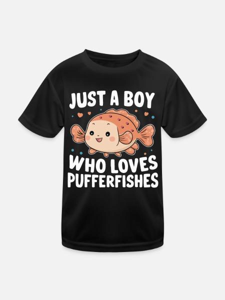 Kugelfisch Kugelfische Fisch Ozean Tier - Kinder Funktions-T-Shirt - Schwarz - Vorne