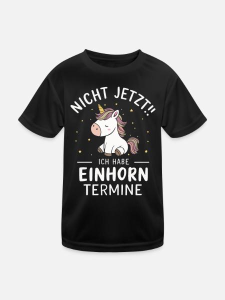 Einhorn Einhörner Fabelwesen Mystisch - Kinder Funktions-T-Shirt - Schwarz - Vorne
